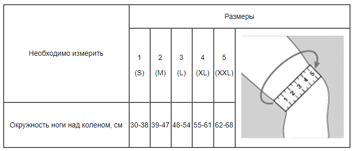 Ортез коленного сустава закрытый с системой перекрестных ремней Pani Teresa PT-0327 таблица размеров
